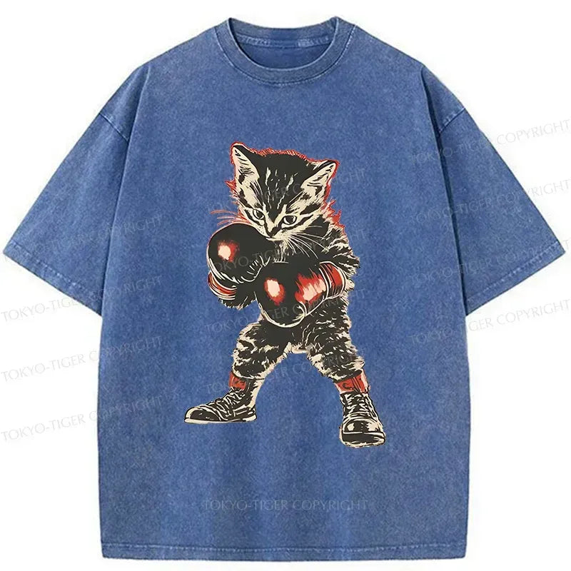 Japanese Boxing Kitten Washed T-Shirt
