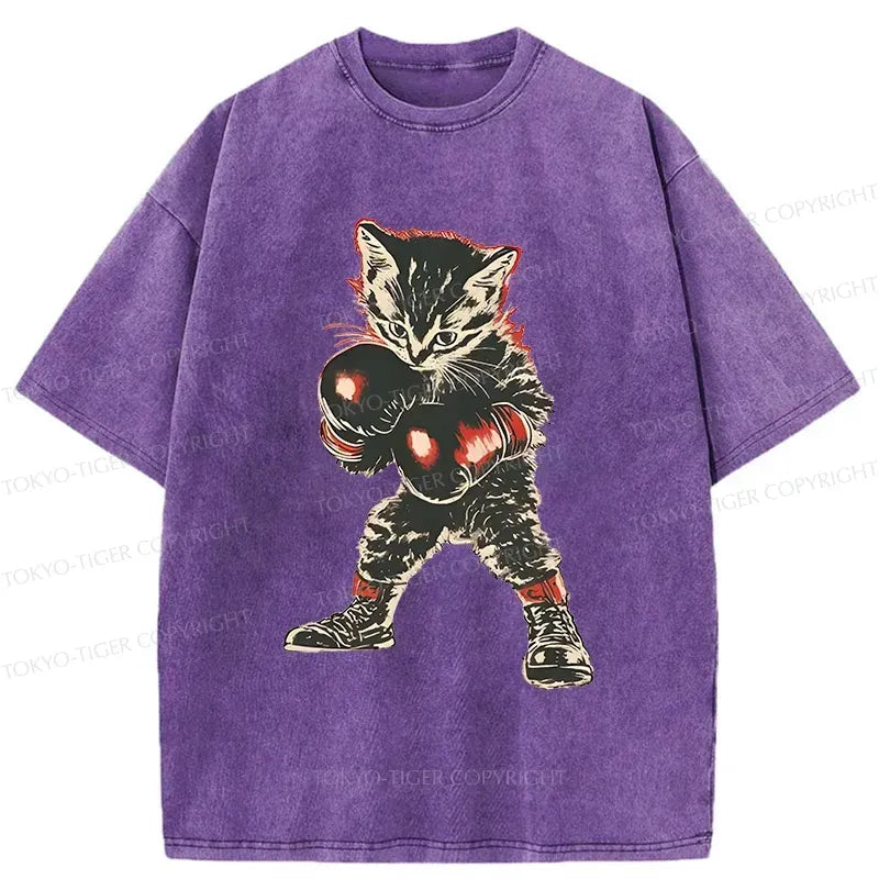 Japanese Boxing Kitten Washed T-Shirt
