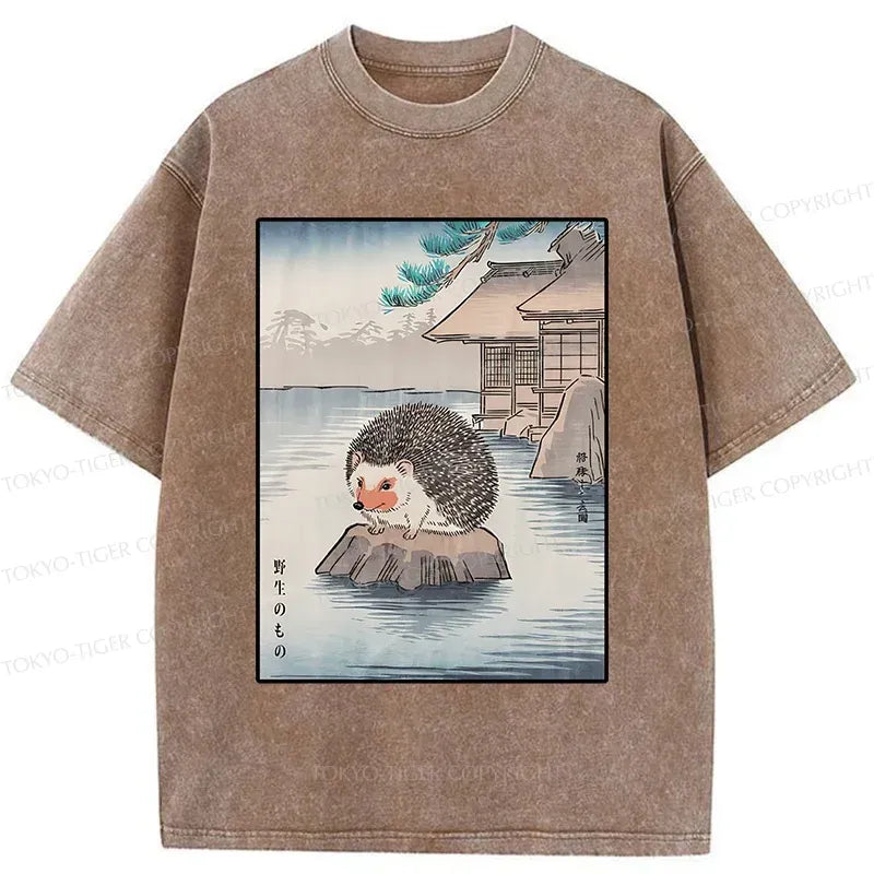 Cute Hedgehog Hot Spring Vintage T-Shirt