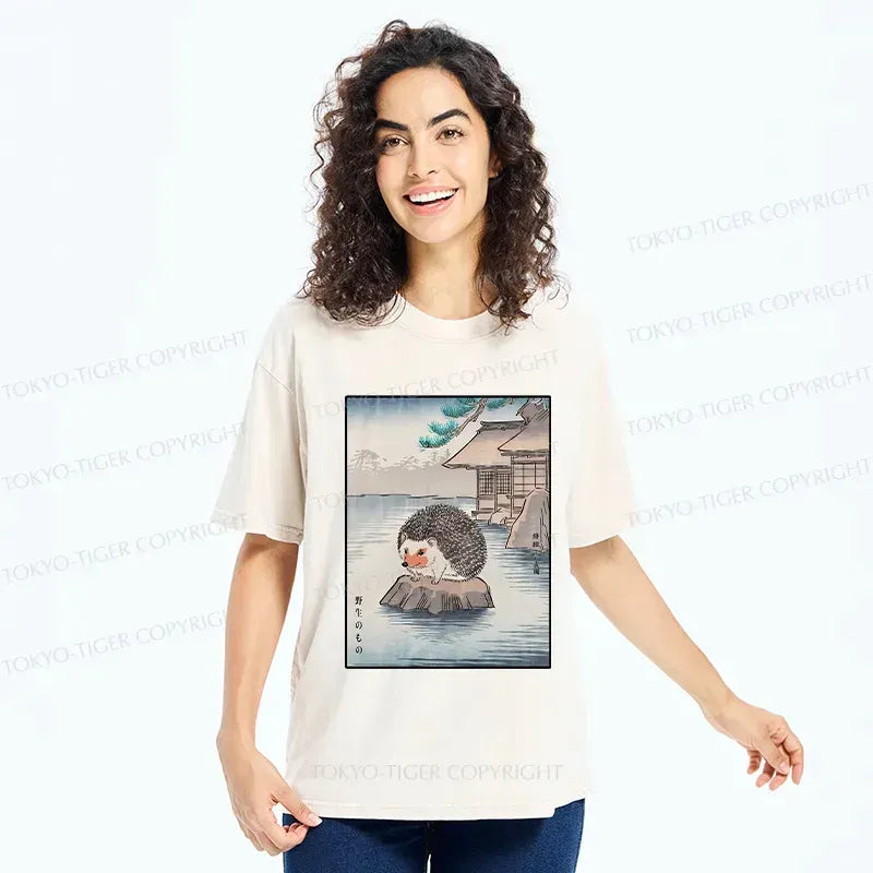 Cute Hedgehog Hot Spring Vintage T-Shirt