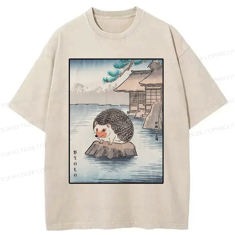 Cute Hedgehog Hot Spring Vintage T-Shirt