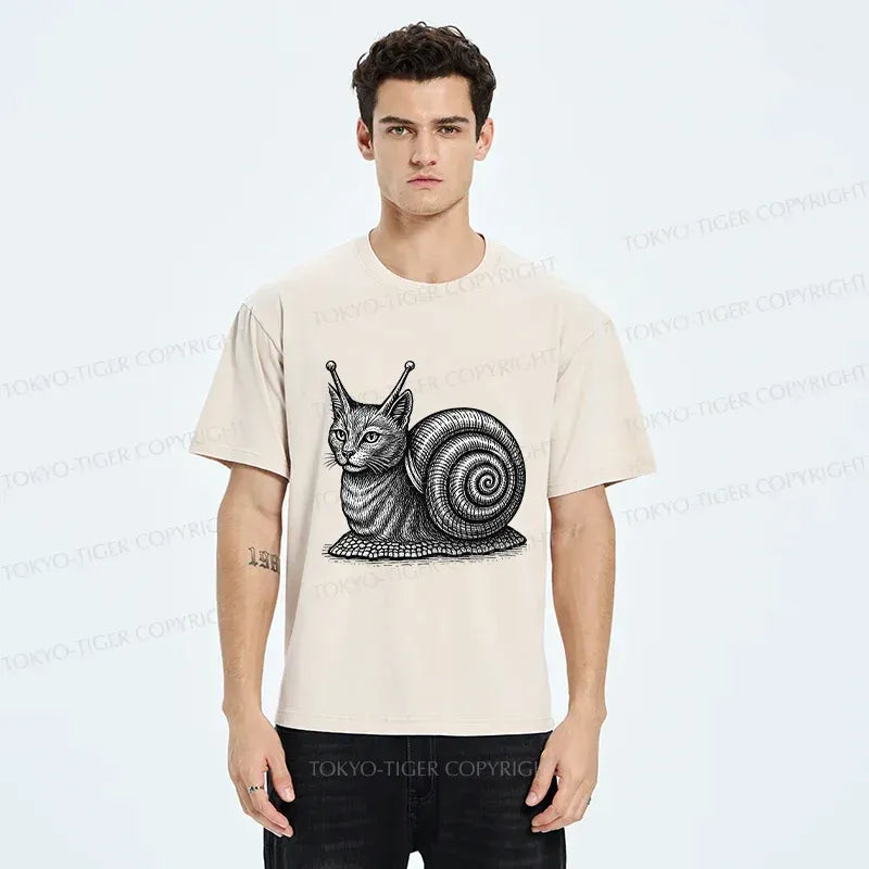 Japanese Snail Cat Washed T-Shirt