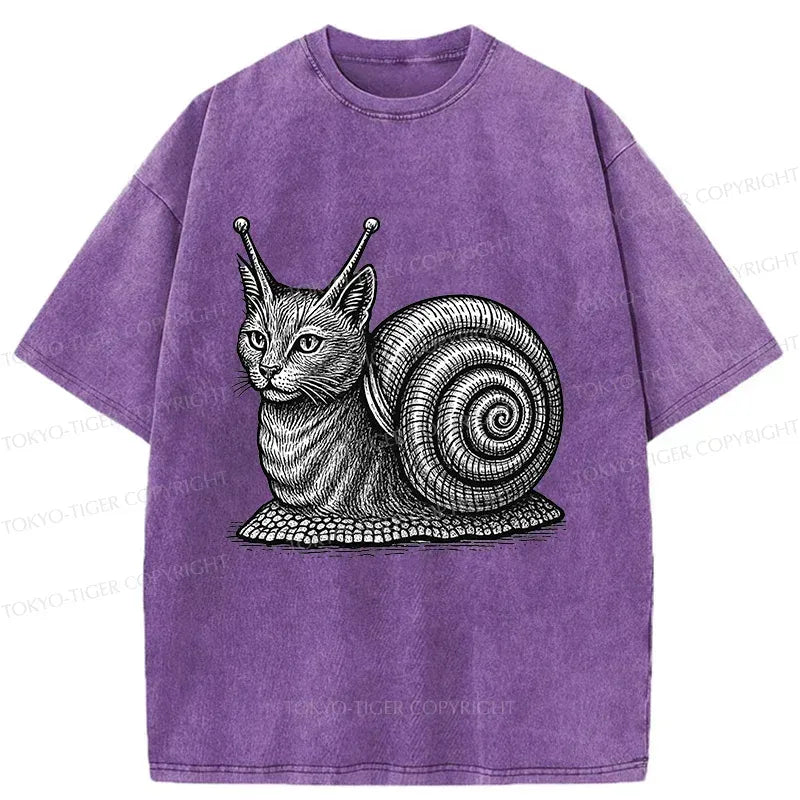 Japanese Snail Cat Washed T-Shirt