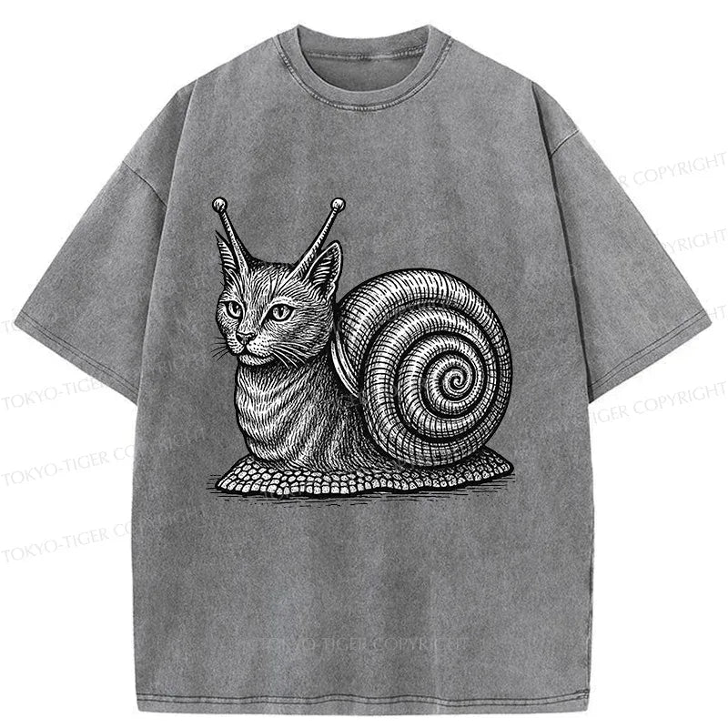 Japanese Snail Cat Washed T-Shirt