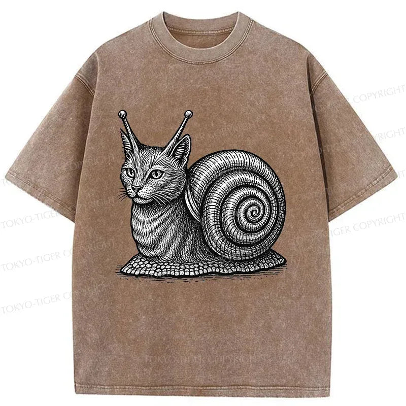 Japanese Snail Cat Washed T-Shirt