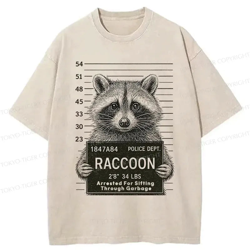 Kyoto-Lion Arrested Raccoon Japan Washed T-Shirt