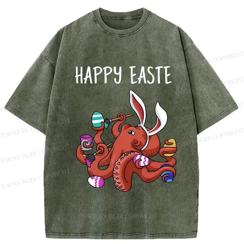 Kyoto-Lion Easter Octopus Washed T-Shirt