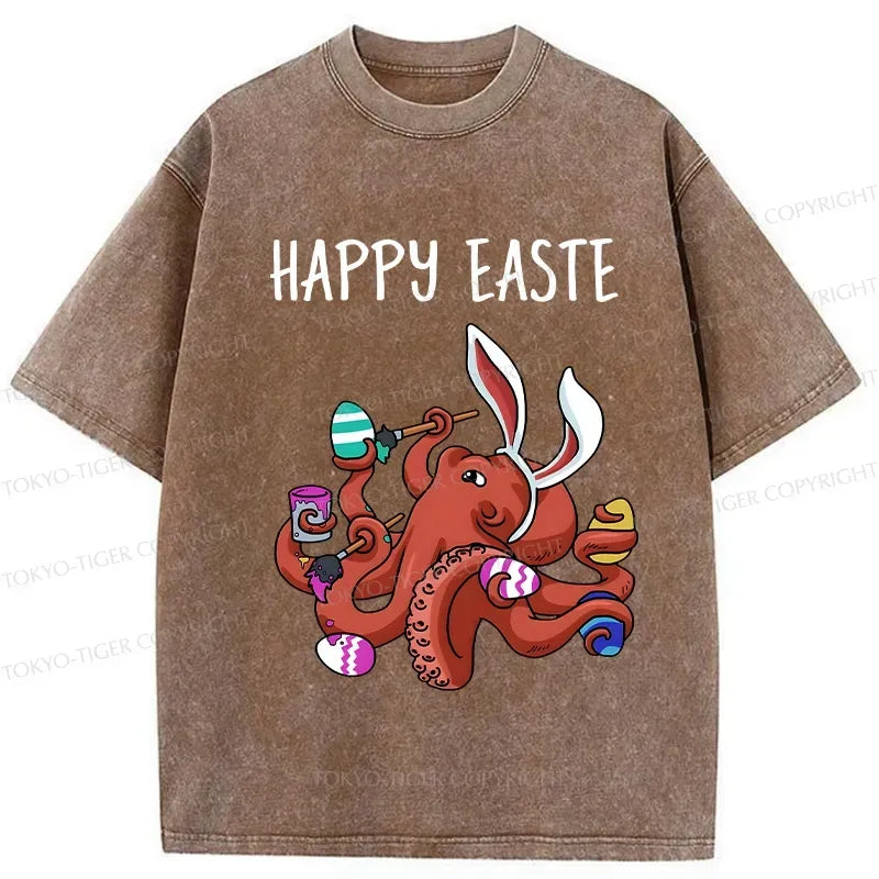 Kyoto-Lion Easter Octopus Washed T-Shirt