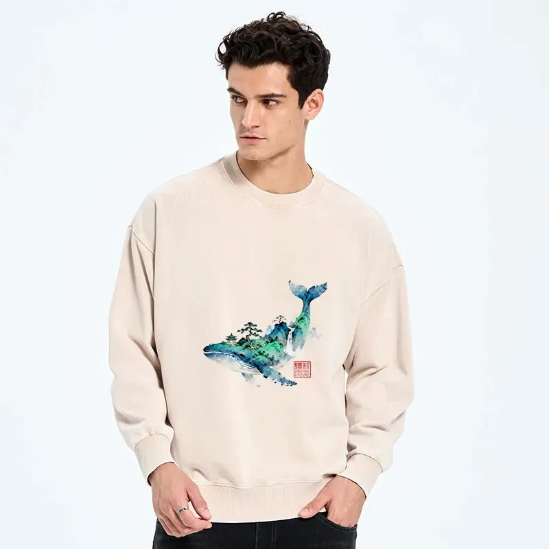 Kyoto Lion Whale Ink Sweatshirt Gift for Him