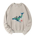 Japanese Whale Art Sweatshirt for Daily Wear