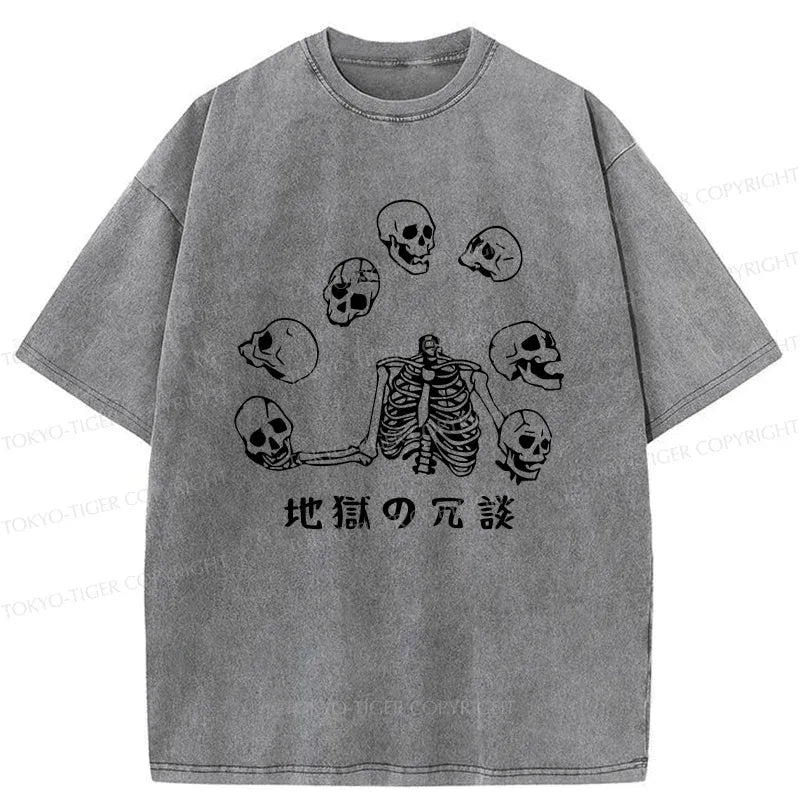 unisex washed skeleton t-shirt on sale