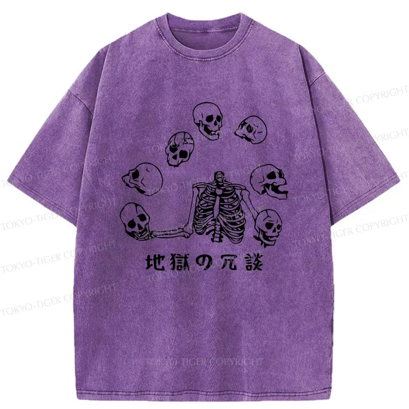 unisex washed skeleton t-shirt on sale