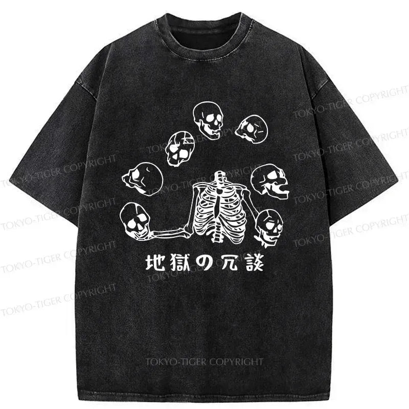 Kyoto-Lion Skeleton Performing Acrobatics Washed T-Shirt