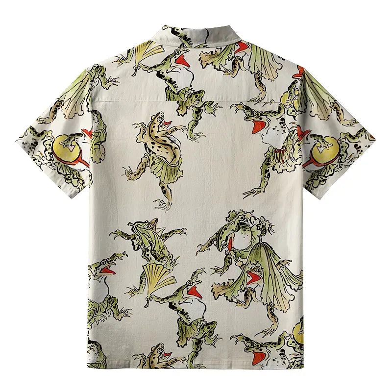 Kyoto Lion Frog Dance Aloha Shirt