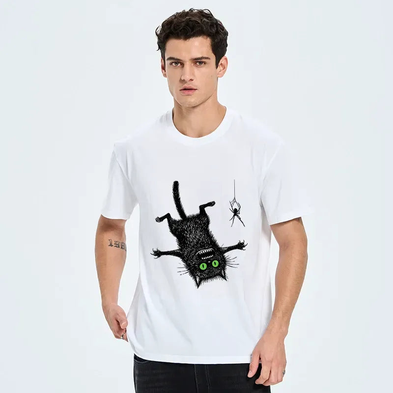 Japanese Scared Cat Prank T-Shirt for Daily Wear