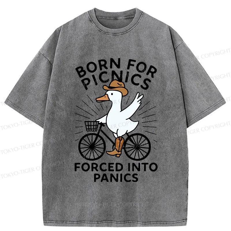 Kyoto-Lion Born For Picnics Funny Washed T-Shirt
