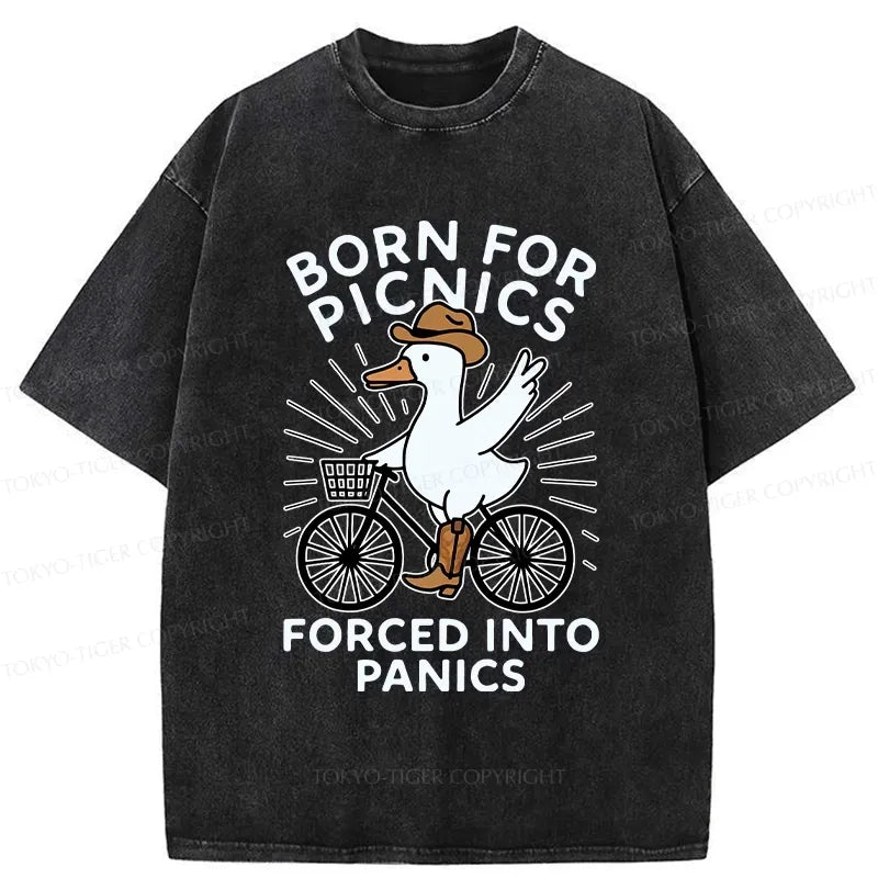 Kyoto-Lion Born For Picnics Funny Washed T-Shirt