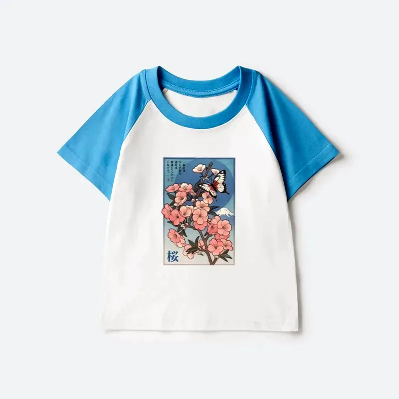 Japanese Woodblock Print Kids Shirt for Spring