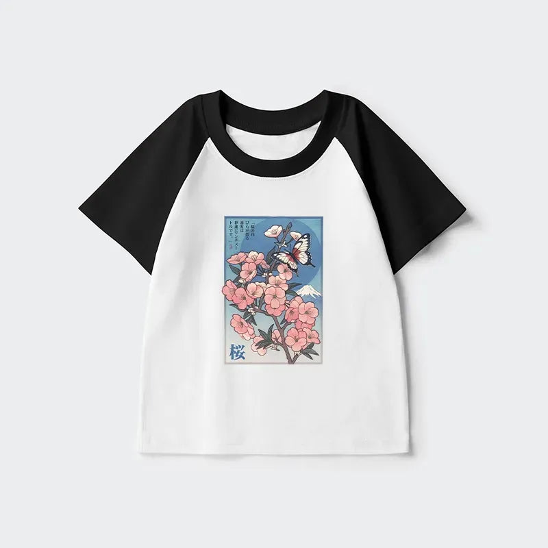 Japanese Woodblock Print Kids Shirt for Spring
