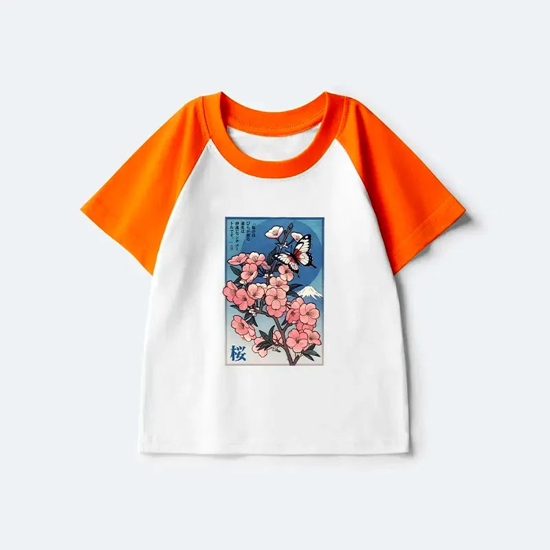 Japanese Ukiyoe Cherry Blossom Kids T-shirt