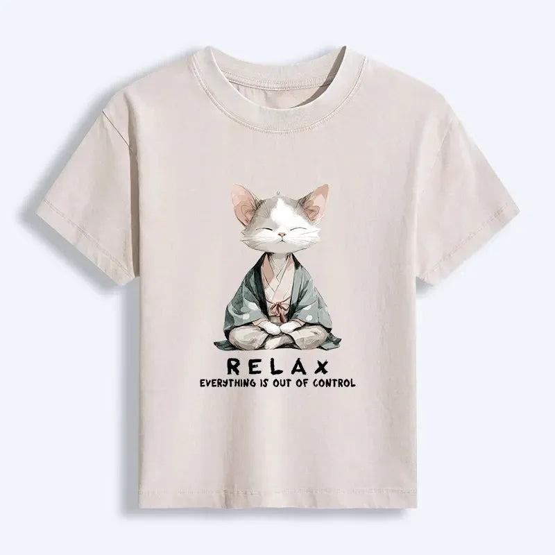 Japanese Zen Cat Washed T-shirt