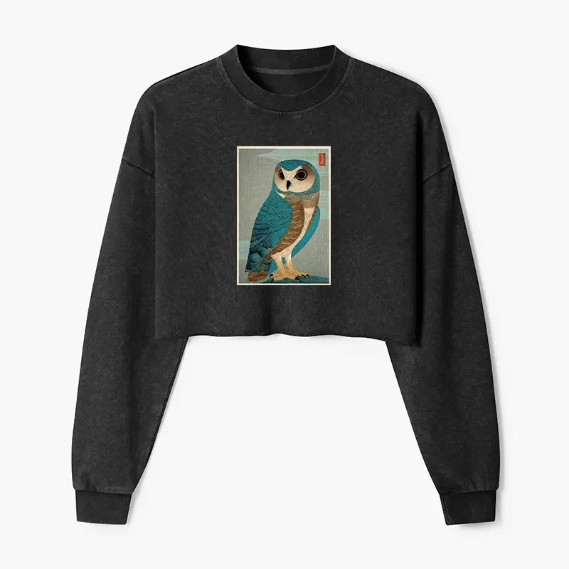 Japanese Art Washed Crop Sweatshirt