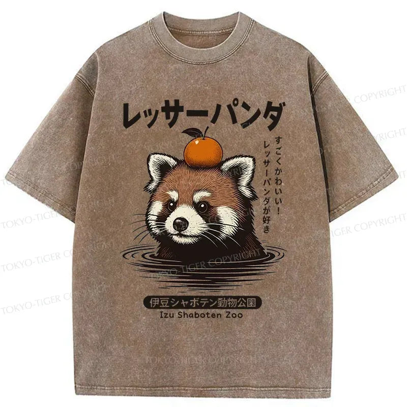 Kyoto-Lion Cute Red Panda Washed T-Shirt