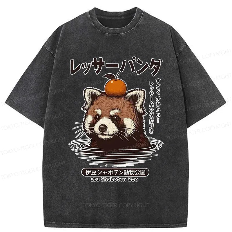 Japanese Red Panda Washed T-Shirt