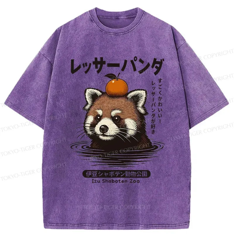 Kyoto-Lion Cute Red Panda Washed T-Shirt