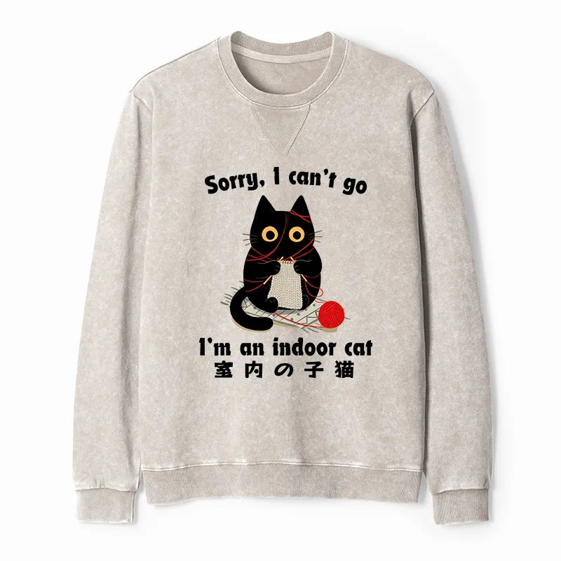 Kyoto-Lion Indoor Cat Meme Washed Terry Sweatshirt