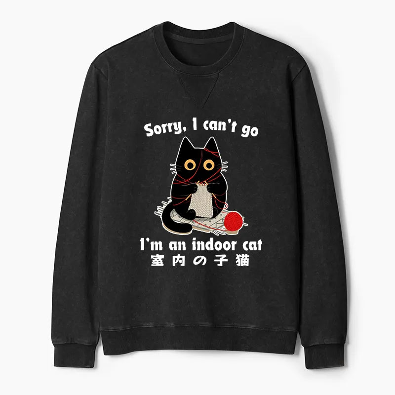 Kyoto-Lion Indoor Cat Meme Washed Terry Sweatshirt