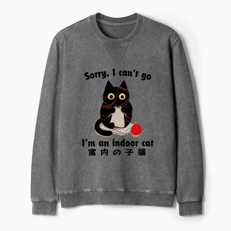 Kyoto-Lion Indoor Cat Meme Washed Terry Sweatshirt