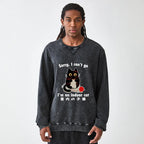 Kyoto-Lion Indoor Cat Meme Washed Terry Sweatshirt