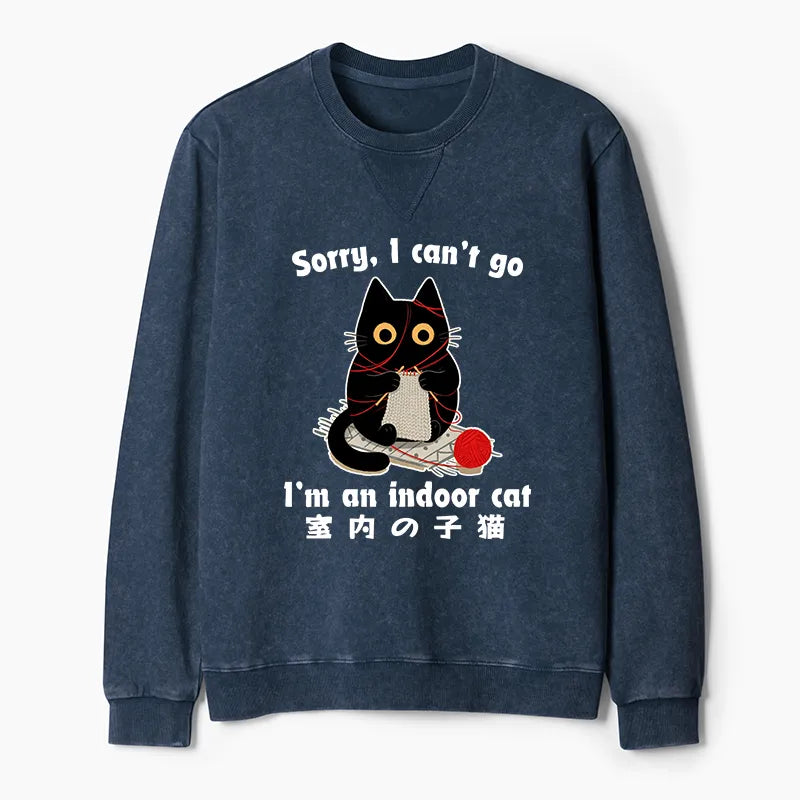 Kyoto-Lion Indoor Cat Meme Washed Terry Sweatshirt
