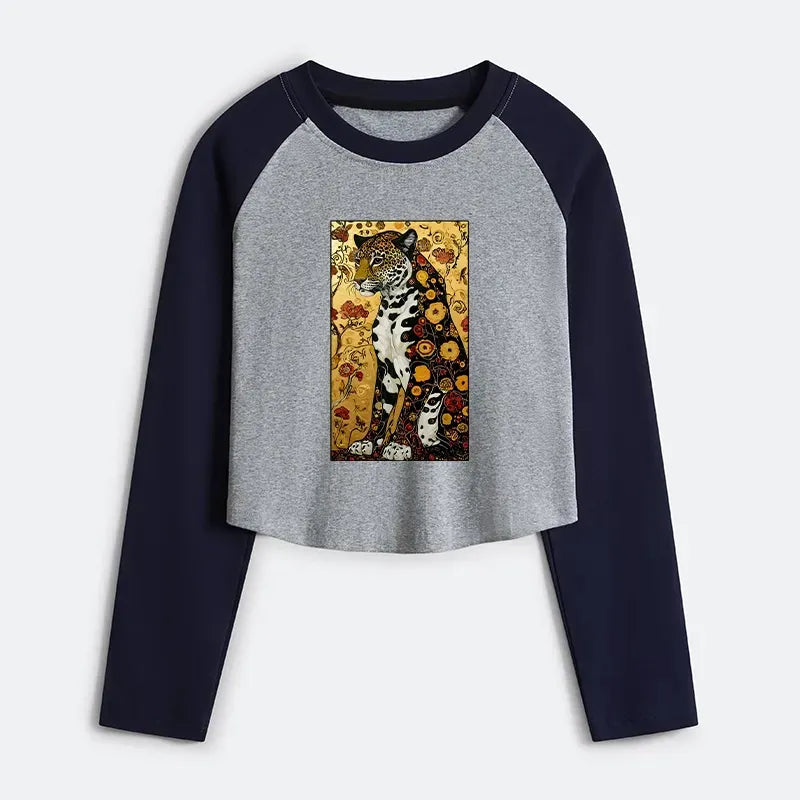 Japanese Leopard Crop T-Shirt for Women