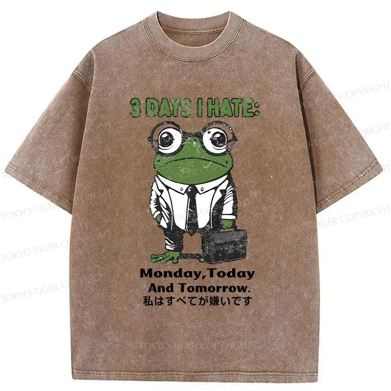 Japanese Frog Washed T-Shirt for Gift