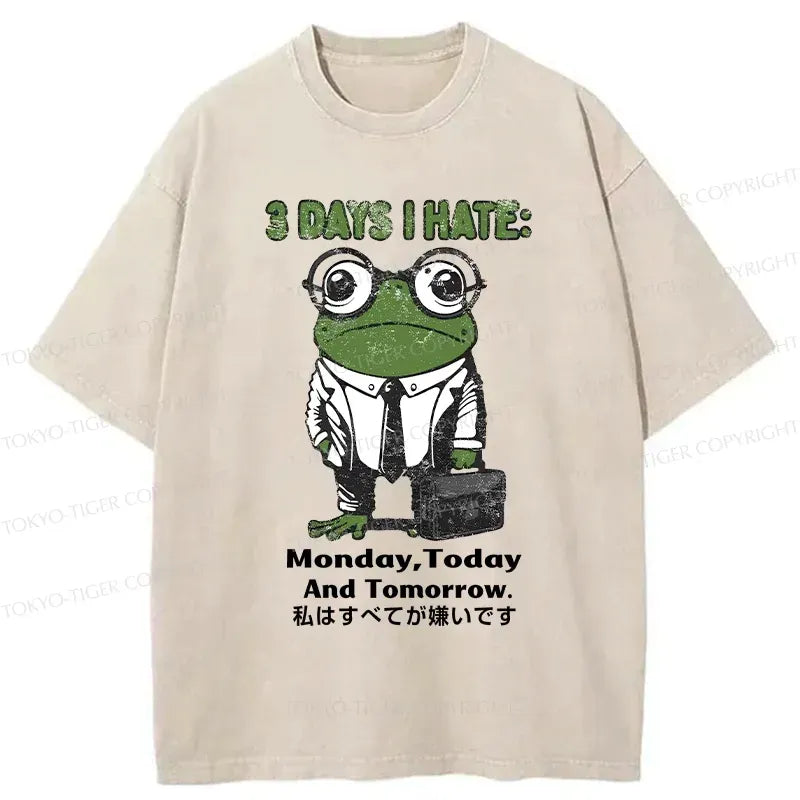 Japanese Frog Washed T-Shirt for Gift