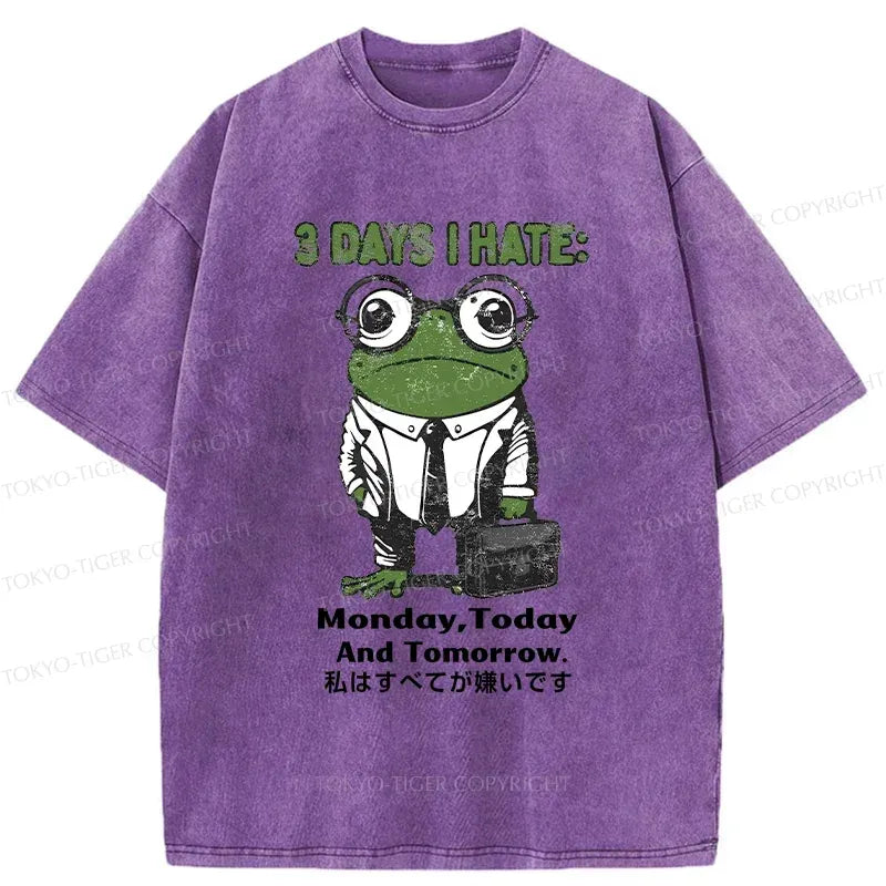 Japanese Frog Washed T-Shirt for Gift