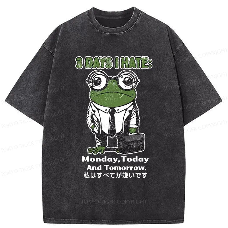Japanese Frog Washed T-Shirt for Gift