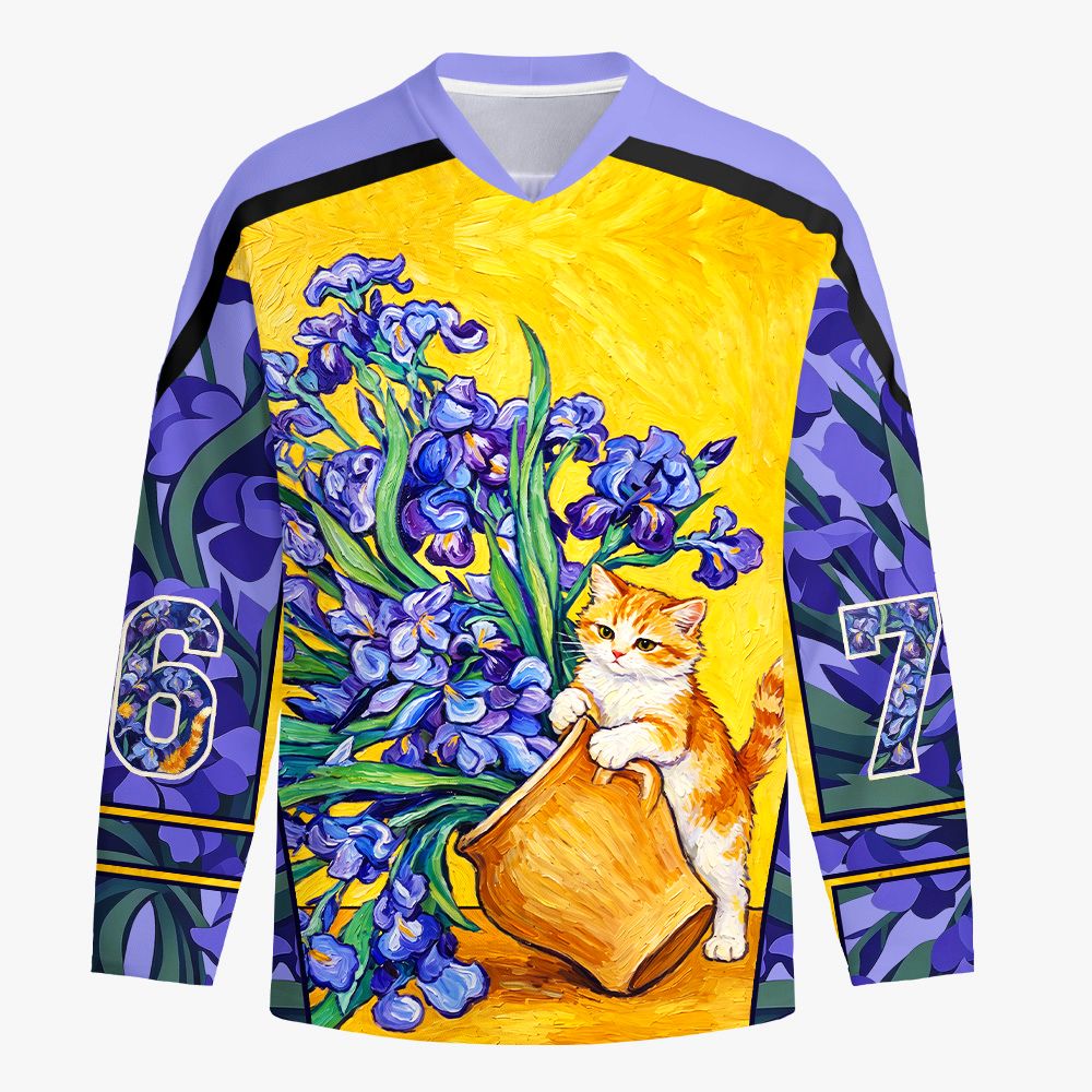 Kyoto-Lion Iris Cat Long-Sleeve Hockey Jersey