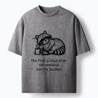 Coffee raccoon meme tee for casual streetwear