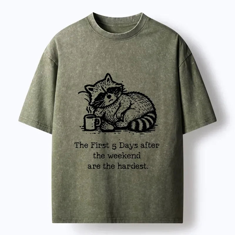 Coffee raccoon meme tee for casual streetwear