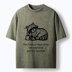 Coffee raccoon meme tee for casual streetwear