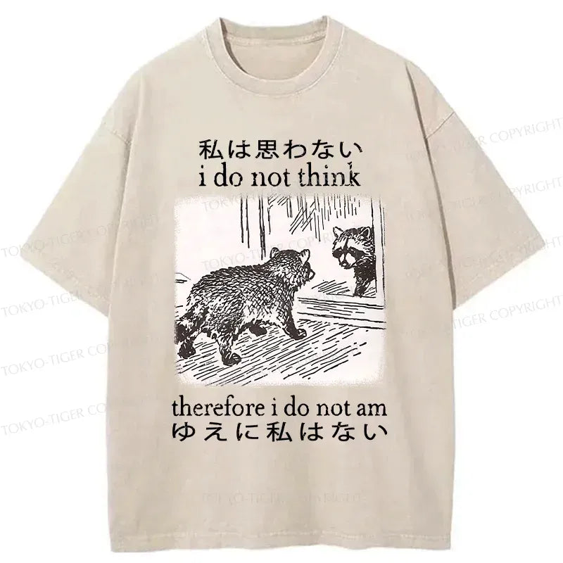 Kyoto-Lion Raccoon Self-doubt Washed T-Shirt