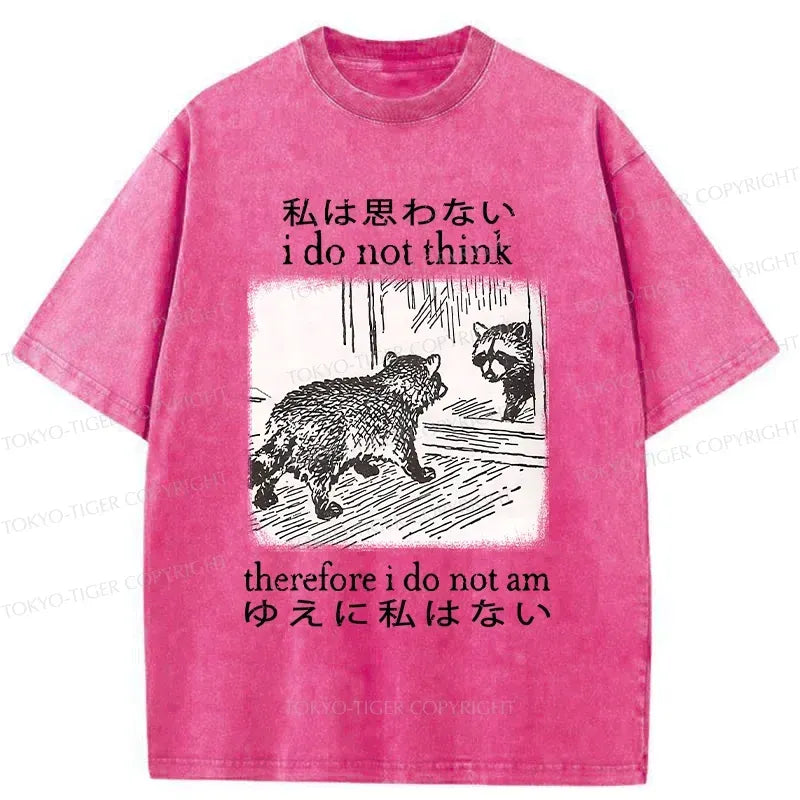 Kyoto-Lion Raccoon Self-doubt Washed T-Shirt