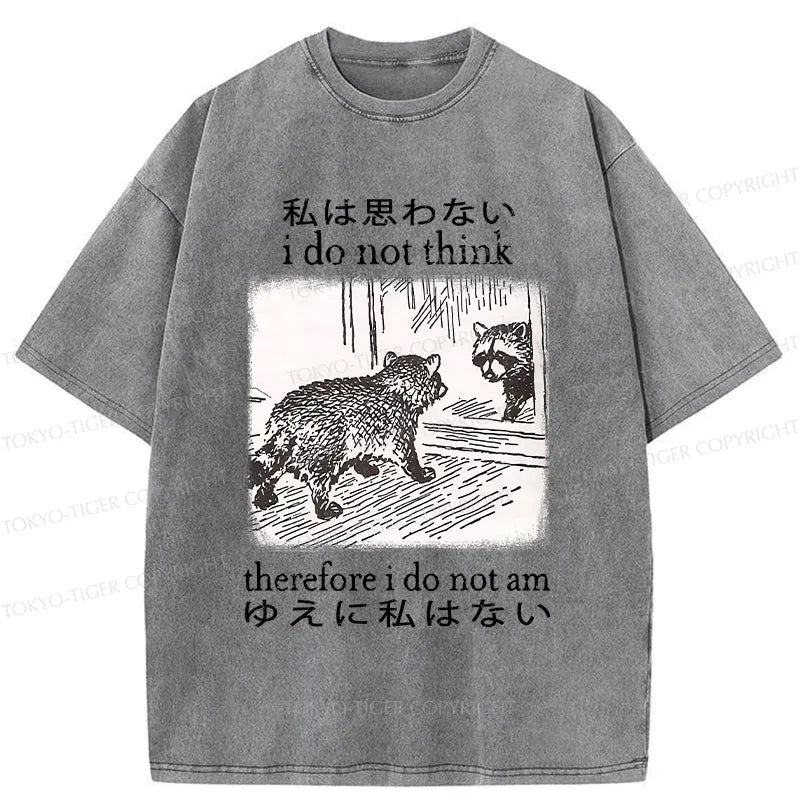 Kyoto-Lion Raccoon Self-doubt Washed T-Shirt