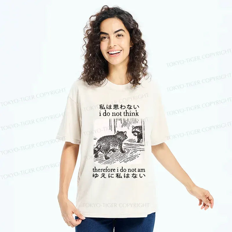 Japanese Raccoon Washed T-Shirt for Gift Idea