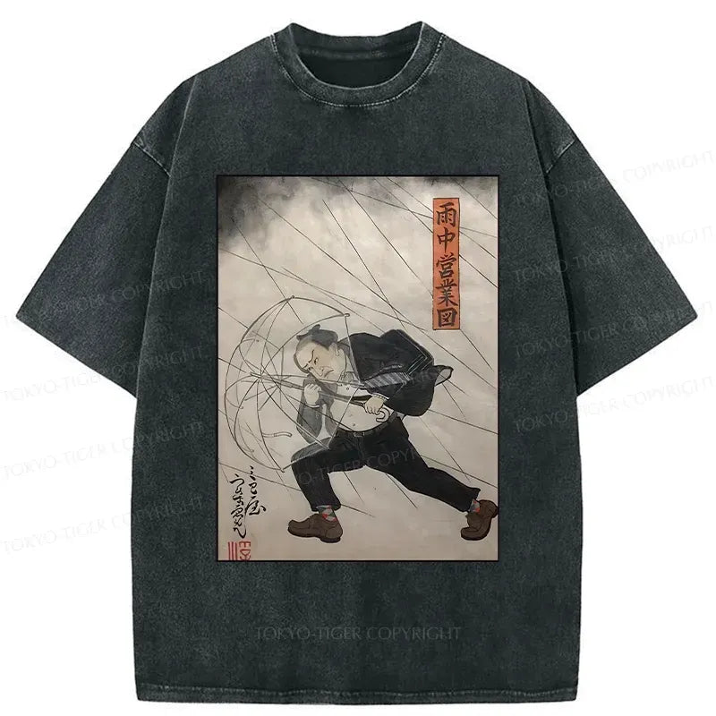 Kyoto-Lion Tough Office Worker Washed T-Shirt