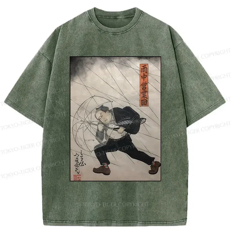 Washed Japanese t-shirt for streetwear