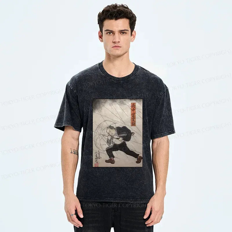 Kyoto-Lion Tough Office Worker Washed T-Shirt